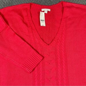 NWT New York & Company Women's Sweater Size M Pink Cable Knit 3/4 Sleeve Y2K